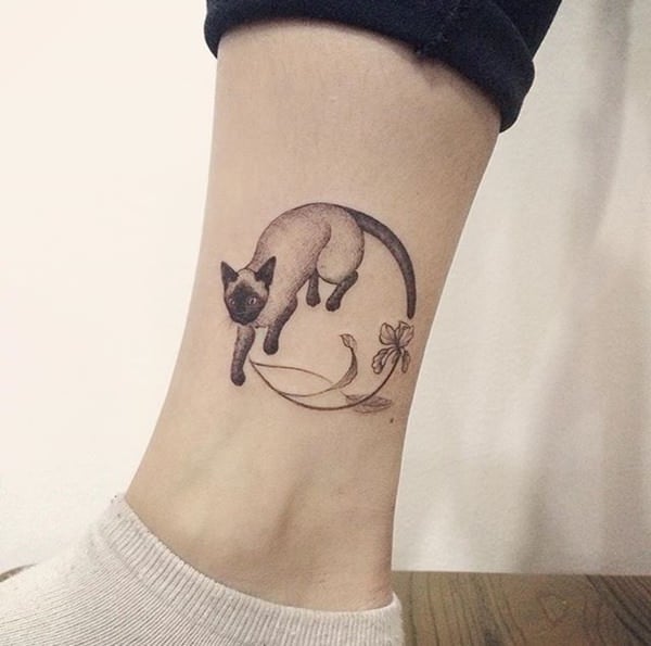 Stretching Cat Tattoo