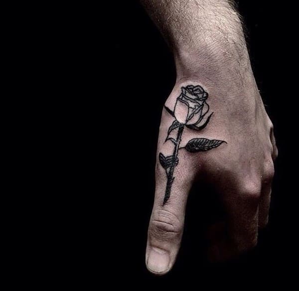 black rose tattoo hand