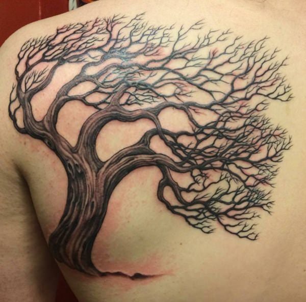 family tree tattoo shoulder