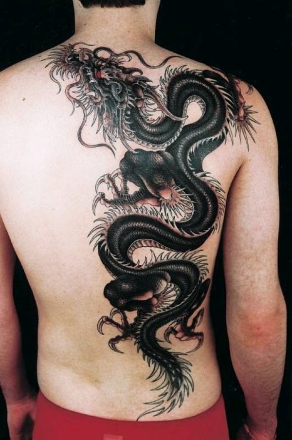 Premium Photo  Dragon back tattoo intricately detailed and highly  realistic design