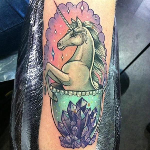 Traditional Unicorn Head Tattoo On Forearm