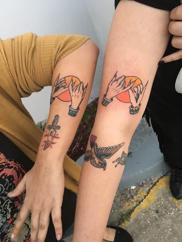 Matching coffee cup tattoo for best friends