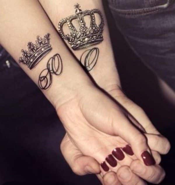 King and Queen Multicolor Crown Tattoo Waterproof Temporary Body Tattoo