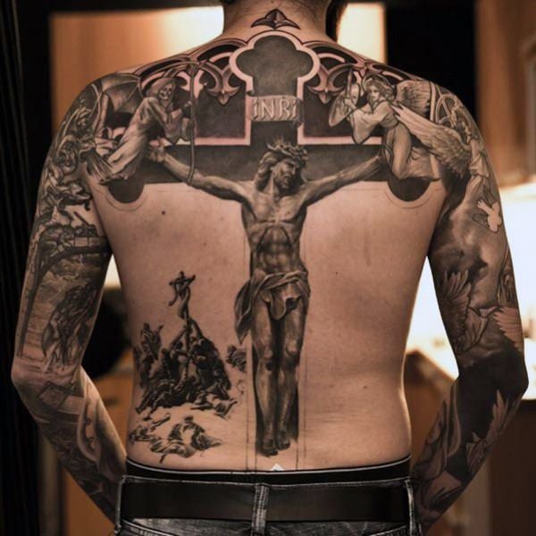 cross tattoo designs for men on back