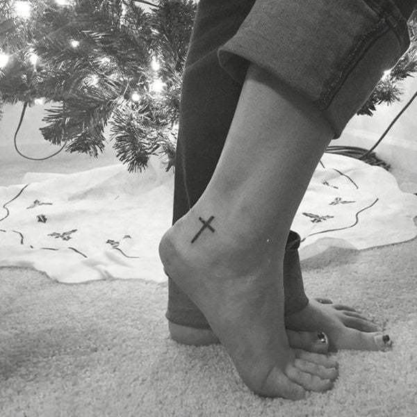 Rosary Cross Tattoo On Ankle