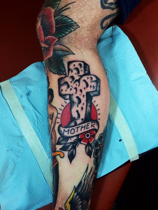 Little traditional cross I made Sam Ramsey Black heart tattoo Stockbridge  GA Thanks for looking  rtattoo