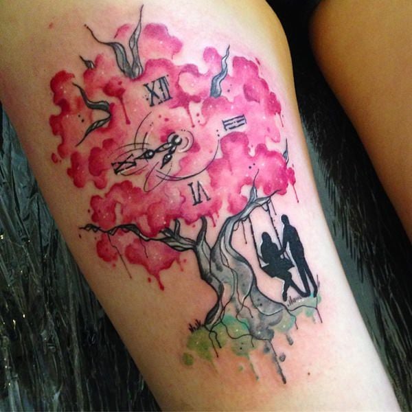 Cherry Blossom Tree done by Mitch Bonifay of Broken Arrow in Stow OH  r tattoos