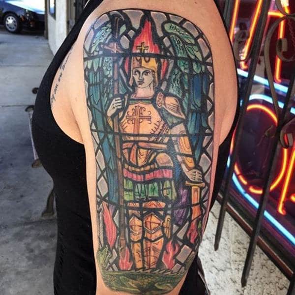 Window tattoo located on the upper arm