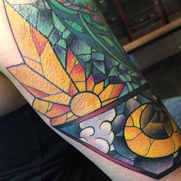 A stained glass window of a tree of life by Amy at Raging Swan Cardiff  sorry for the mess behind Living with a 2 year old  rtattoos