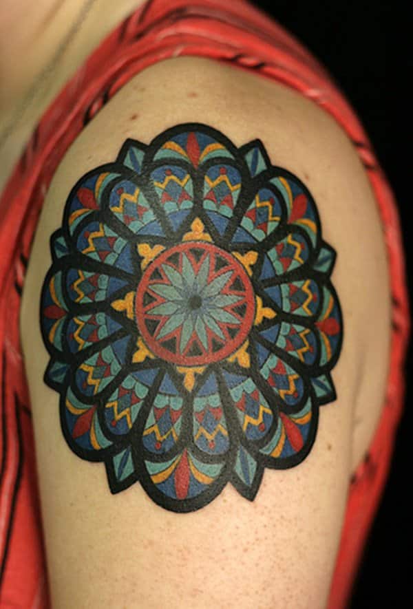 Notre Dame rose window done by Autumn Burns at The Artisan in Liverpool  New York  rtattoos  Tattoos R tattoo Geometric tattoo