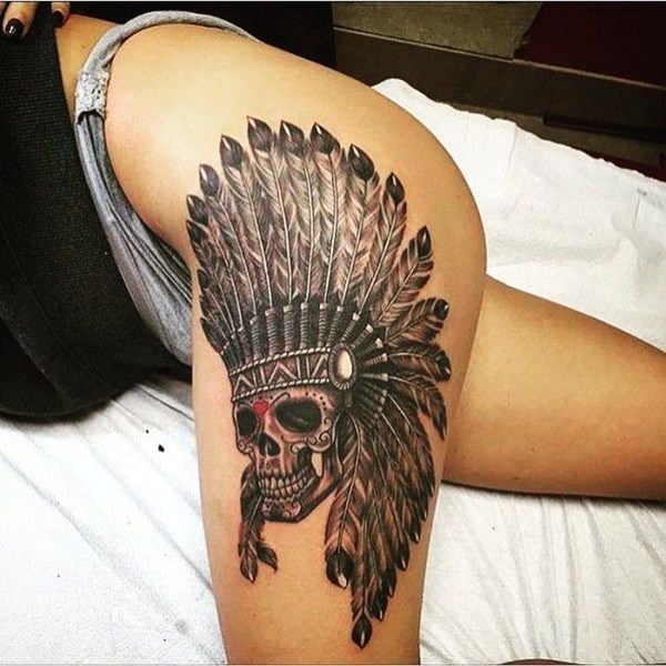 99 Splendid Skull Tattoos To Try On Thighs That You Will Love To Have   Psycho Tats