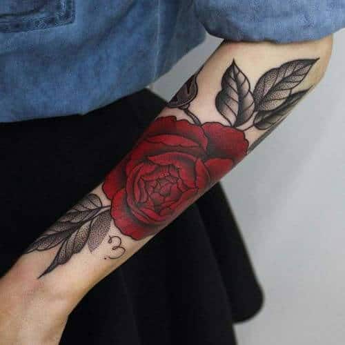 Black Rose Tattoo On Upper Arm