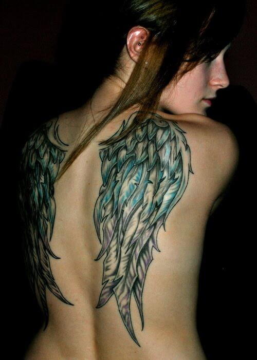 Celebrity Style: Angel Wings Tattoos on Back for Girls