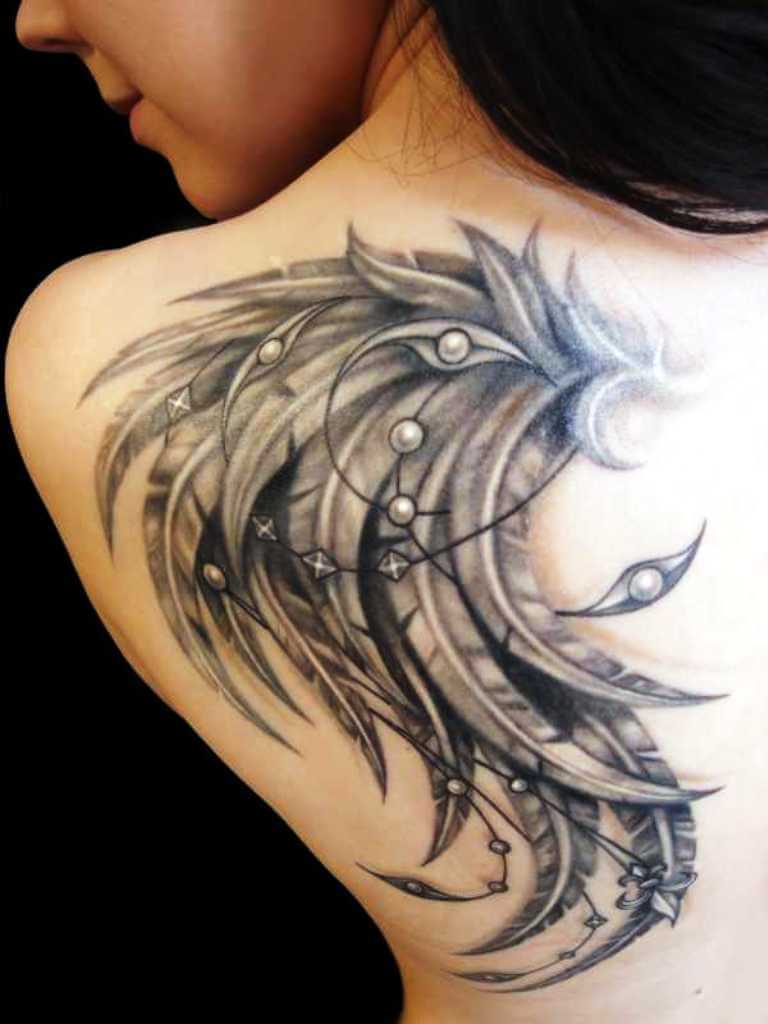 Blue Angel Wings Tattoo Design On Upper Back Crazy Ink Tattoo And Body Piercing Studio