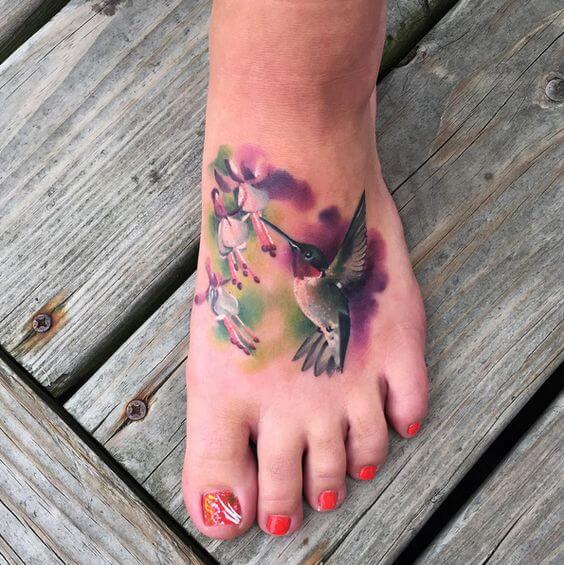 Foot tattoo saying Let it be together with three