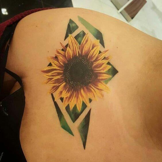 Left Arm Colored Realistic Sunflower Tattoo On Arm Sleeve